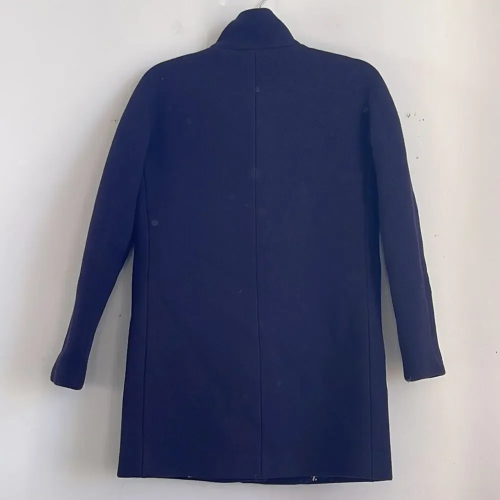 J. Crew Cocoon Stadium Cloth wool blend full zip mock neck midi coat sz 0